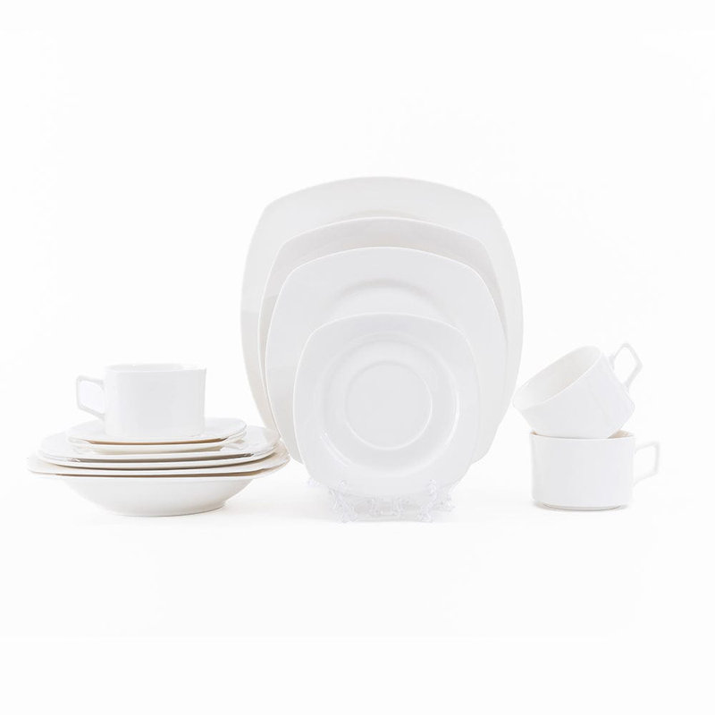 Service de table carré en porcelaine tendre 20 pièces Eleany