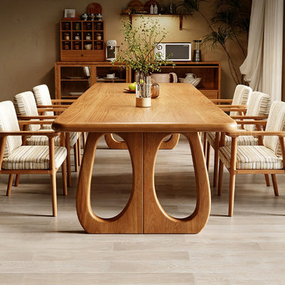 Burlywood Rectangular Solid Wood Dining Table