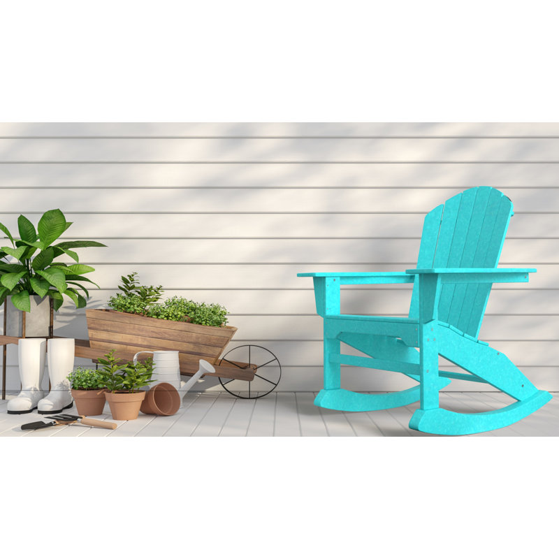 Chaise berçante d'extérieur en plastique Lukasz, Bleu