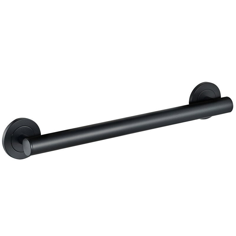 24" Wall-Mounted Lava Grab Bar - Matte Black, Premium Brass Construction, Installation Hardware Included, Matte Black, 24" W
