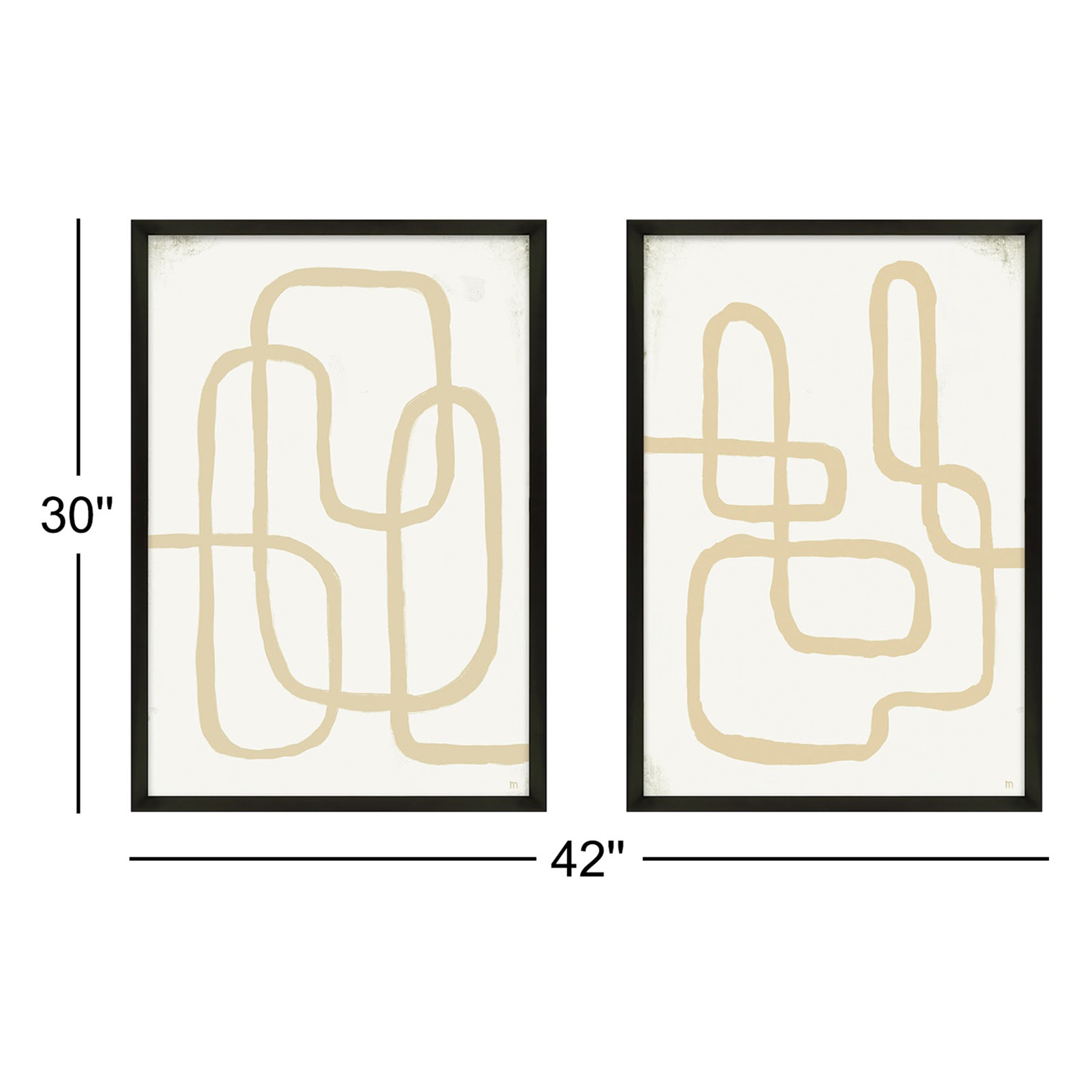 Line Works In White by StudioM, Black Framed Paper, 30" H x 42" W x 1.25" D