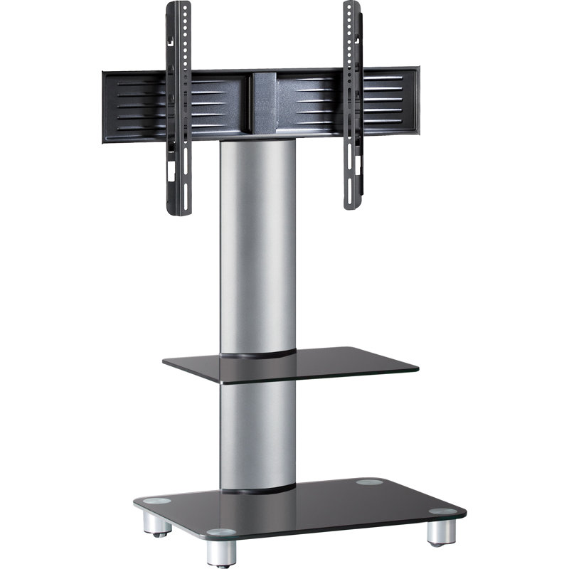 Remagne TV Stand for TVs up to 70", Silver Brushed/Black