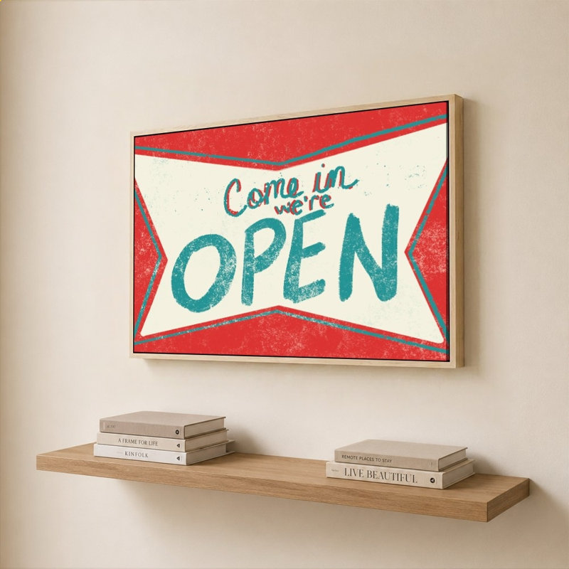 «Retro Open Sign» par Jen Bucheli - Impression sur toile