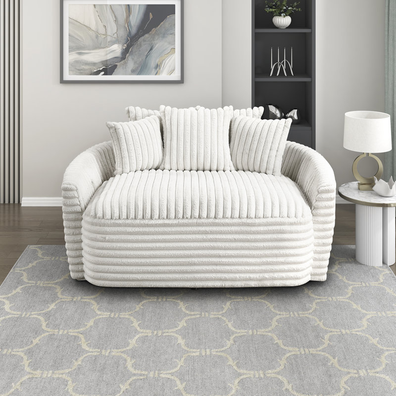 Chaise longue moderne et contemporaine Choi de 65,5 po avec revêtement en velours côtelé, ports de charge USB intégrés et ressorts en mousse sur le confort