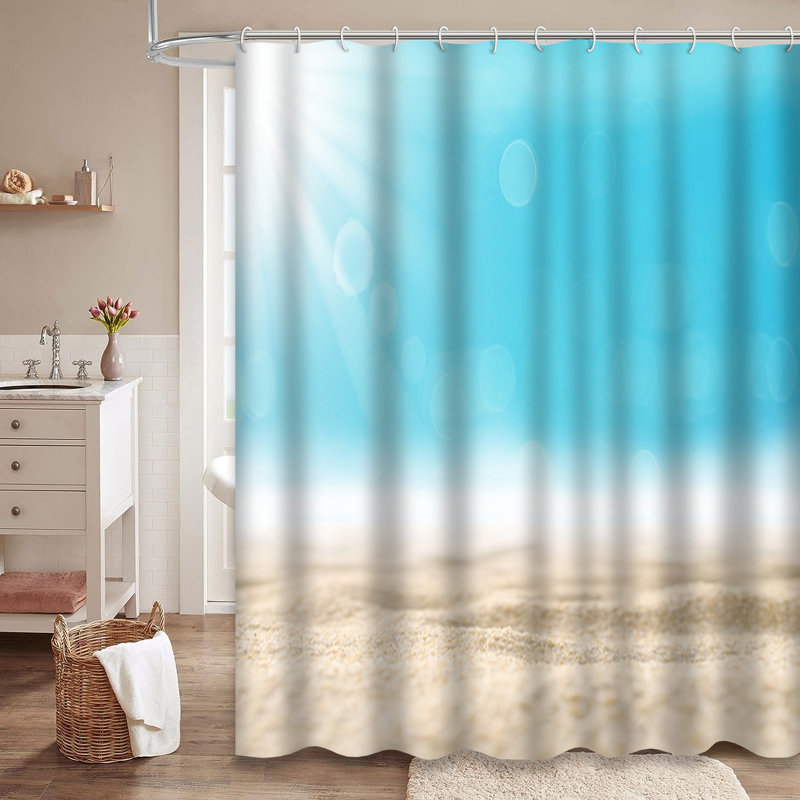 Rideau de douche avec 12 crochets Tropical Beach, L 72 po x l 84 po