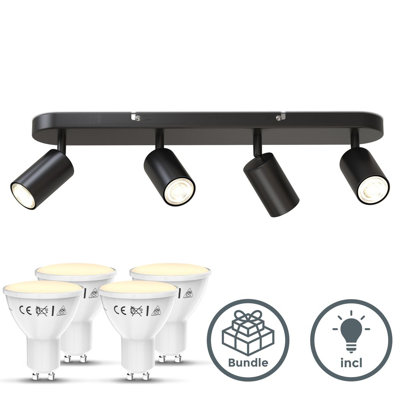 LED Spot Light Swivel Retro Black GU10 Ceiling Lamp Kitchen Hall Spot