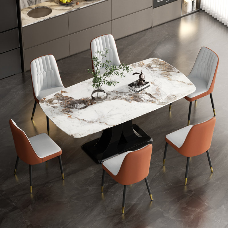 Ensemble repas pour 6 personnes, Blanc, Brun / Gris clair, 7