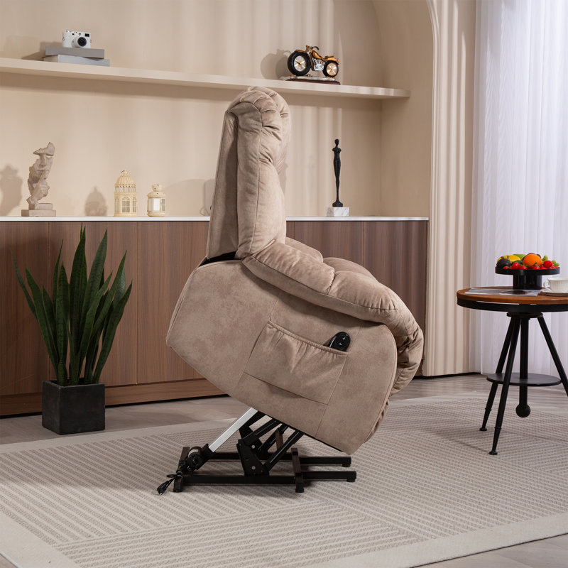 Power Lift Recliner Chair For Elderly,Heavy Duty Recliner W/Safety Motion Mechanism And Comfortable Upholstery, Light Camel