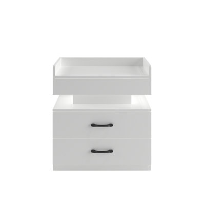 1 Set Nightstand With Adjustable LED Strip Light, 2-Drawers, Large Storage Space, Suitable For Bedside Table, Coffee Table, Sofa Side Table Or End Table For Study Desk