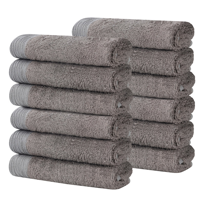 Ensemble de serviettes en rayonne de bambou et en coton mélangé hypoallergénique, Gris anthracite