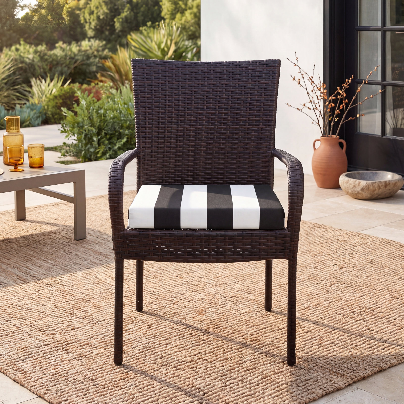 Pendley Striped Outdoor Dining Chair Cushion, 2.5" H x 20" W x 20" D