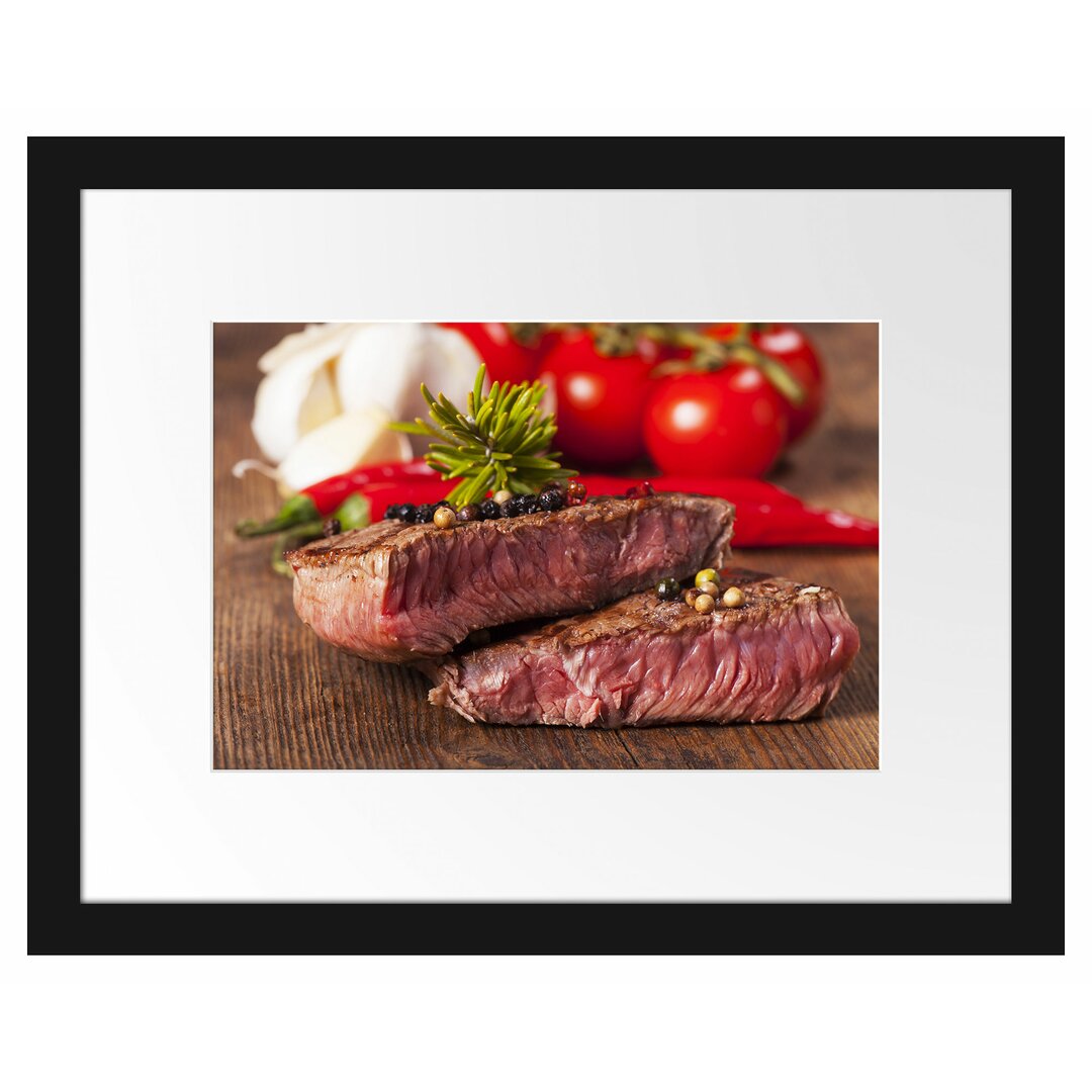 Gerahmtes Poster Saftiges Pfeffer Steak