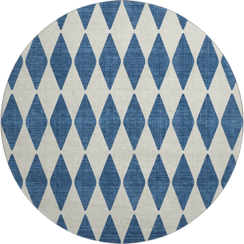 Premium Machine Washable Cerrito AMF578 Navy Rug, Round 8'