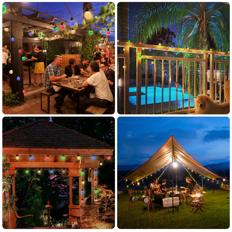 Solar String Lights Outdoor, 26Ft Waterproof Solar Lights With Remote, 16 G50 Bulbs Solar Powered Light With Timer 8 Modes For Outdoor Indoor Garden Patio Balcony Holiday (Multi-Coloured)