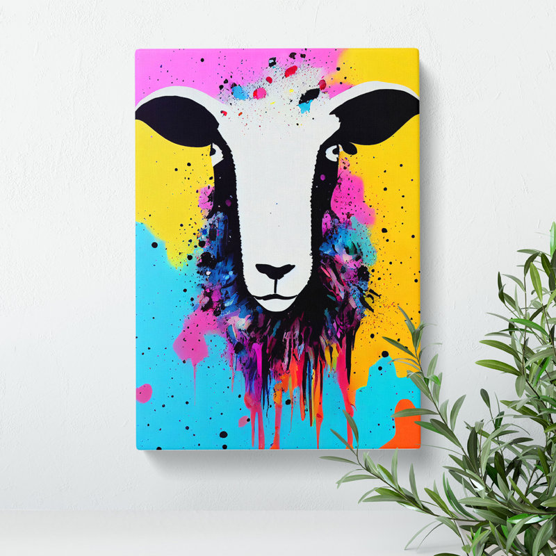 XC1022-1629X Colourful Sheep No.4 Abstract - Wrapped Canvas Print, 50cm H x 35cm W x 3cm D
