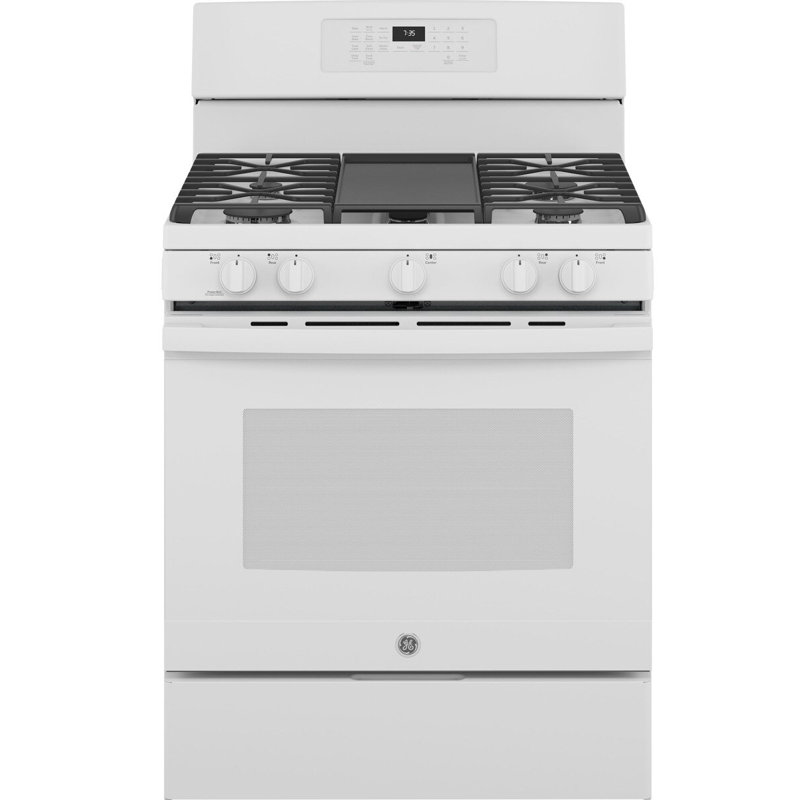 GE® 30" Free-Standing Gas Convection Range with No Preheat Air Fry, White