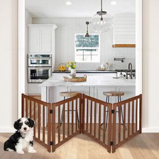 Solid Wood Freestanding Foldable Pet Gate for Dogs,3 Panels for Doorways,Stairs,Hallways etc