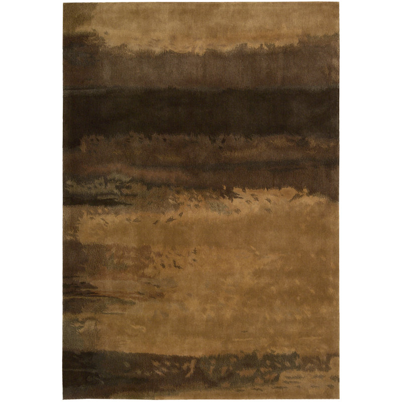 Wool Abstract Area Rug in Copper/Brown, Rectangle 4' x 6'