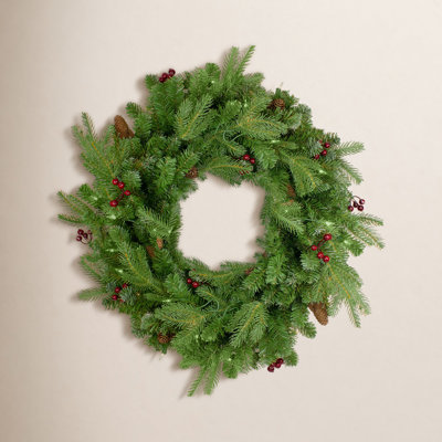 24" Berry Pre-Lit Wreath