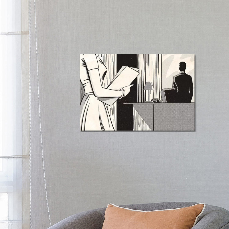 Noir Office by Joseph McDermott - Print on Canvas, 66.04 cm H x 45.72 cm W x 1.91 cm D, Wrapped Canvas