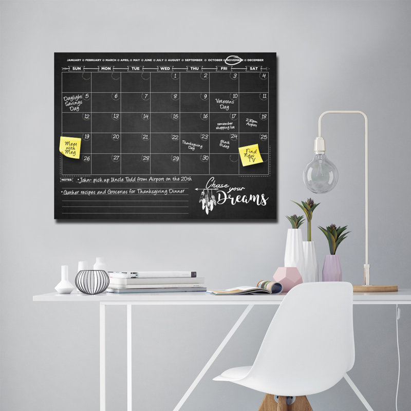 Tableau effaçable mural Chase Your Dreams, 20 po x 30 p, Noir