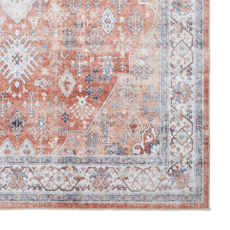Tabriz area rug Digitally Printed Rectangle Terracotta, Rectangle 120 x 180cm