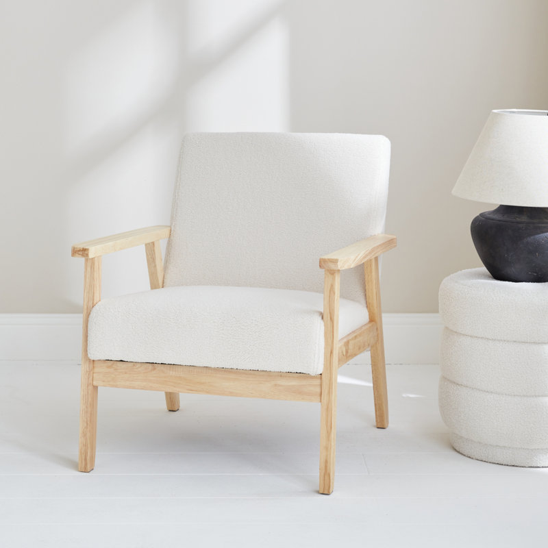 Laurelglen Wooden Scandi-Style Boucle Armchair