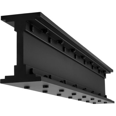 ForgeCraft Industrial Faux Steel "I" Beam with Bolts, 7 1/4"W x 11 1/2"H x 120"L, Factory Painted Black