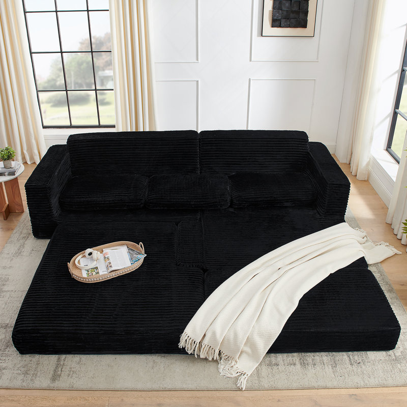 Canapé modulaire polyvalent avec design transformable pour chambre à coucher et salon, Noir
