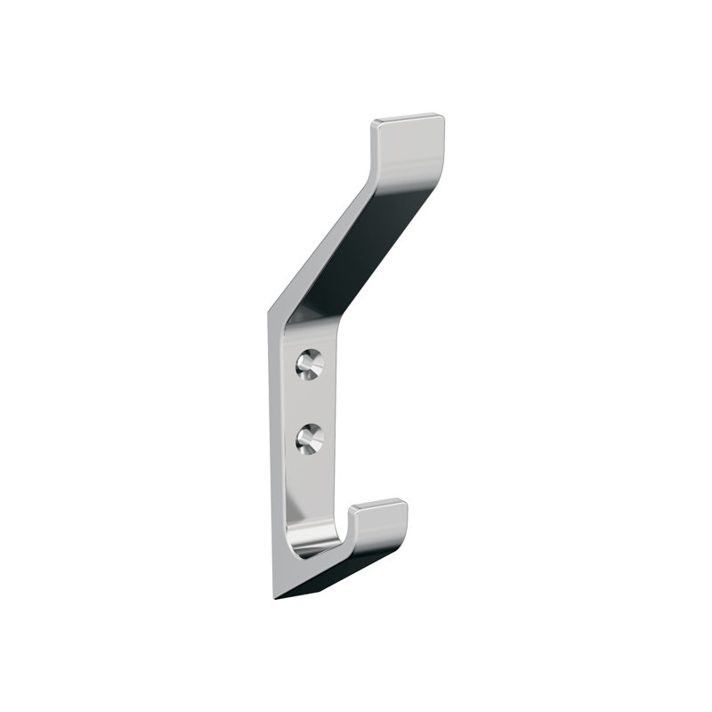 Emerge Contemporary Double Prong Decorative Wall Hook, Chrome