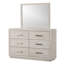 Commode avec miroir gris clair et six tiroirs de rangement