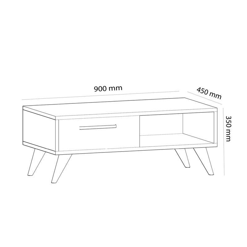 4 Legs Coffee Table, Light Brown/Black, Light Brown