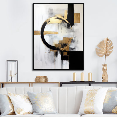 New Balance Dreams, abstrait or et noir - Art mural abstrait pour le salon