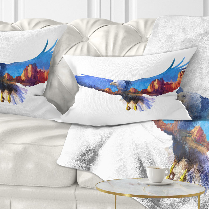 Coussin lombaire "animal eagle double exposition"