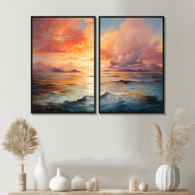 Nuage éthéré horizon - jaune, ensemble d'art mural traditionnel de 2