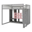 Structure de lit mezzanine moderne en bois massif avec échelle, tablettes et garde-robe-102058046