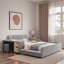 Lit rembourré mère et enfant avec bureau de chevet et petit tabouret rond-1566728110-1566728108