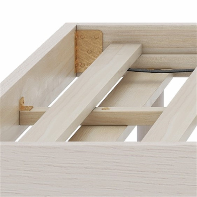 Karline Wooden Floating Platform Bed Frame, Twin, White