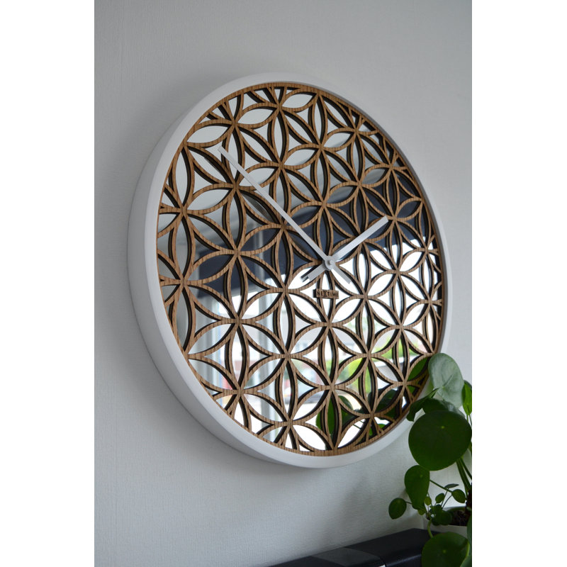 Mirror 19.7" Wall Clock, Light Wood