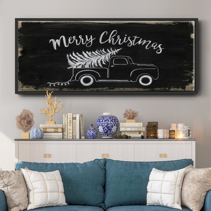 Merry Christmas Truck - Toile encadrée, H 20 po x l 50 po