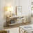 White Sofa Table, Narrow Entryway Table With Storage Shelf, Faux Marble Top Console Table