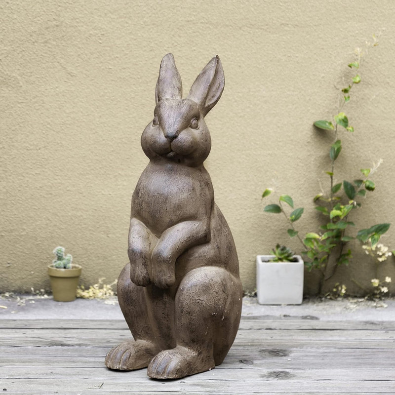 Statue de jardin en forme de lapin, 22,75 po, bronze