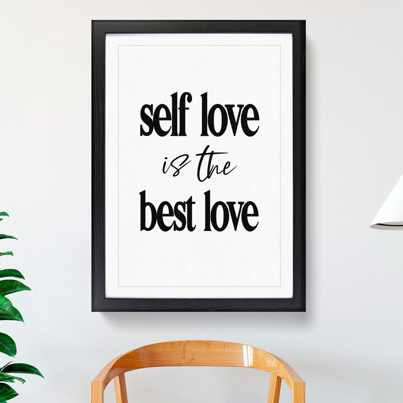 Self Love - Picture Frame Typography, 48cm H x 36cm W x 2cm D, Black