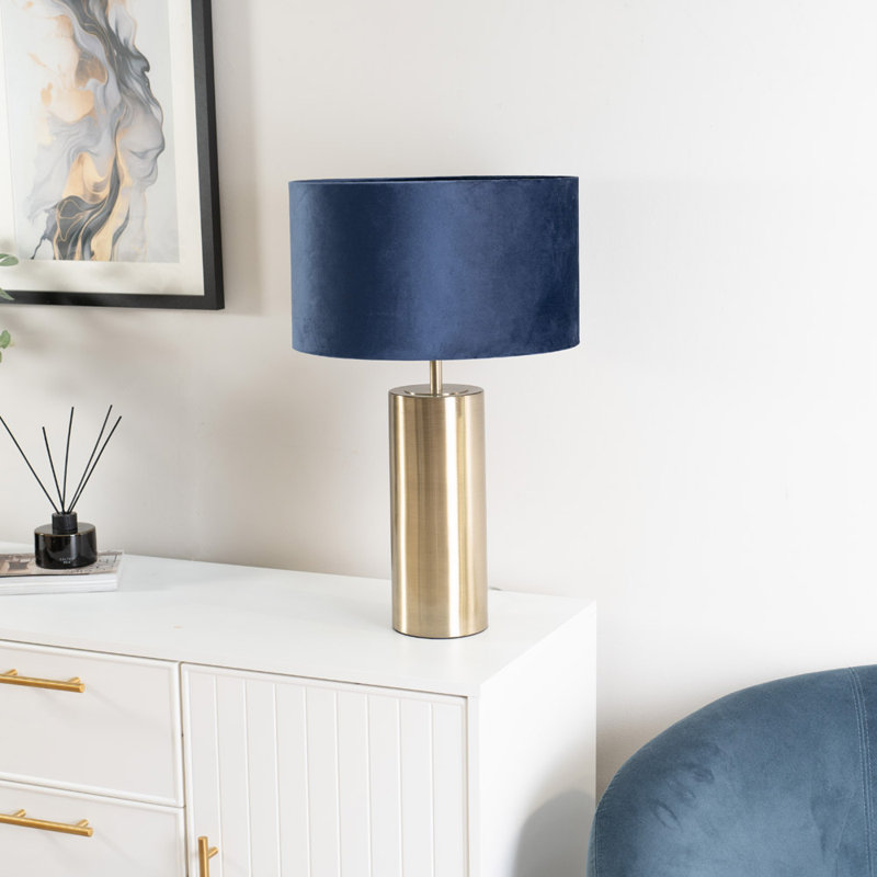 Analyah Metal Table Lamp, Navy Blue, Gold