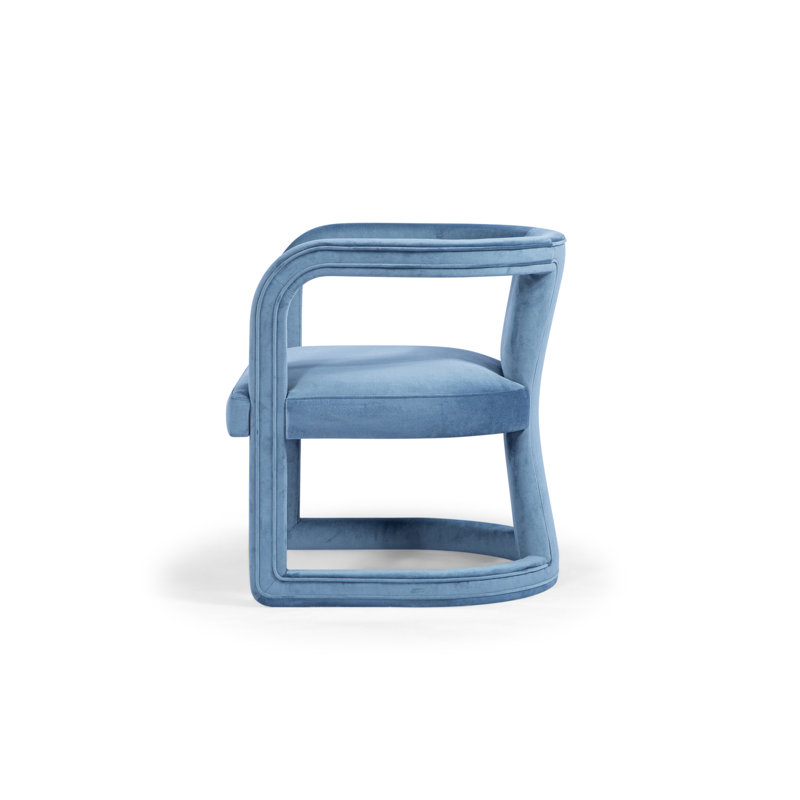 Metro Barrel Chair, Stax Dust Blue Performance Velvet