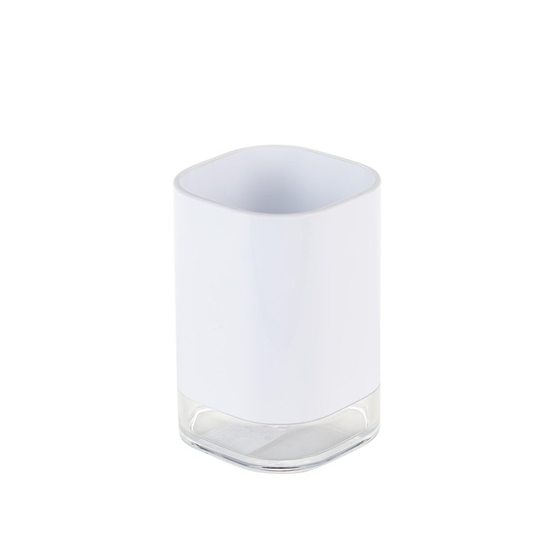 White Brushed Plastic 6-Piece Modern Bathroom Accessory Set