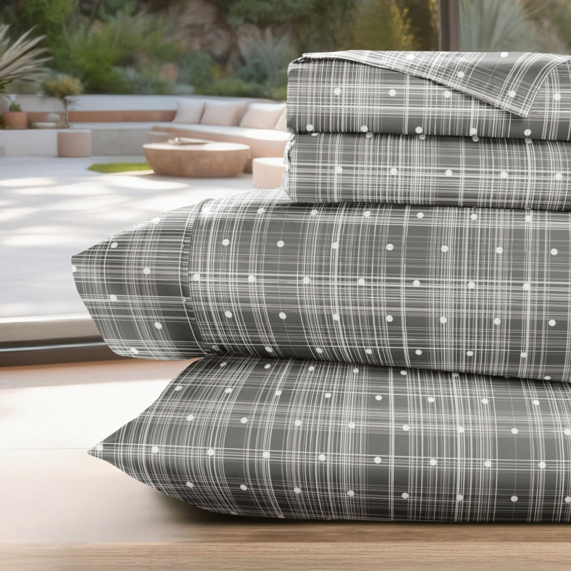 Ensemble de draps en microfibre à motif de pois Becky Cameron™, Gris, Grand