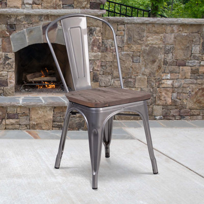 Kewaunee Metal Stackable Chair with Wood Seat