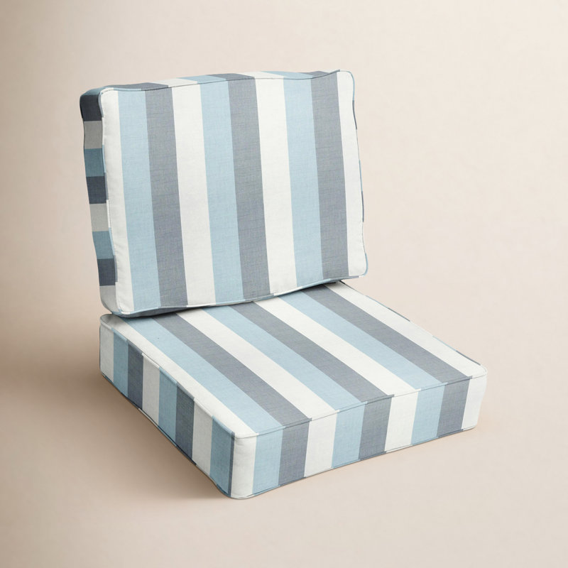 Theresa Passarelli Outdoor Sunbrella Seat/Back Cushion, Direction Dew Stripe Sunbrella®, 22.5" W x 22.5" D