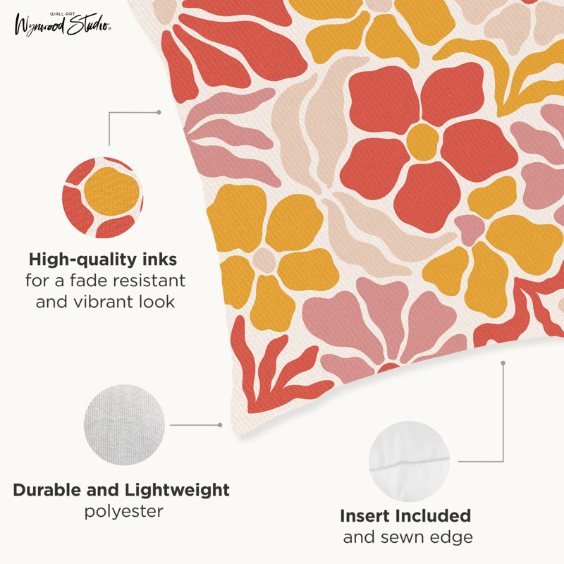 Floral Throw Pillow, Polyester